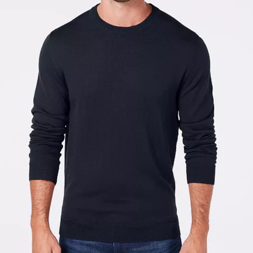 Men’s XL Club Room navy blue merino wool crewneck sweater.